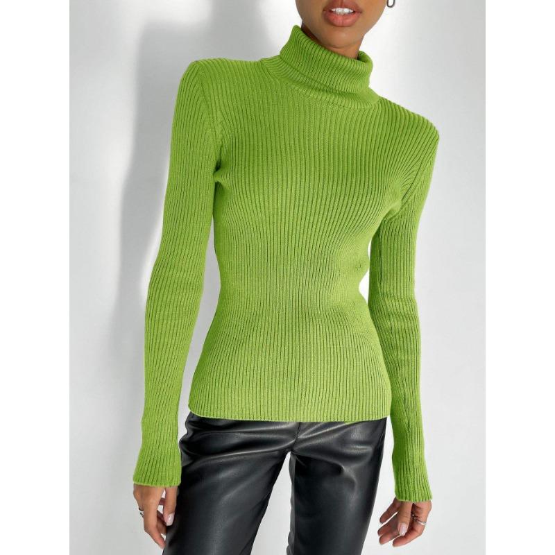 Women's Lengthened Turtleneck Sweater Autumn and Winter Knitted Bottoming Shirt Slim High Neck Pullover Sweater