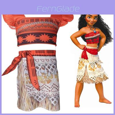 Enchanting Princess Moana Costume Outfit Bra Skirt Set For Little Girls Cosplay Adventure