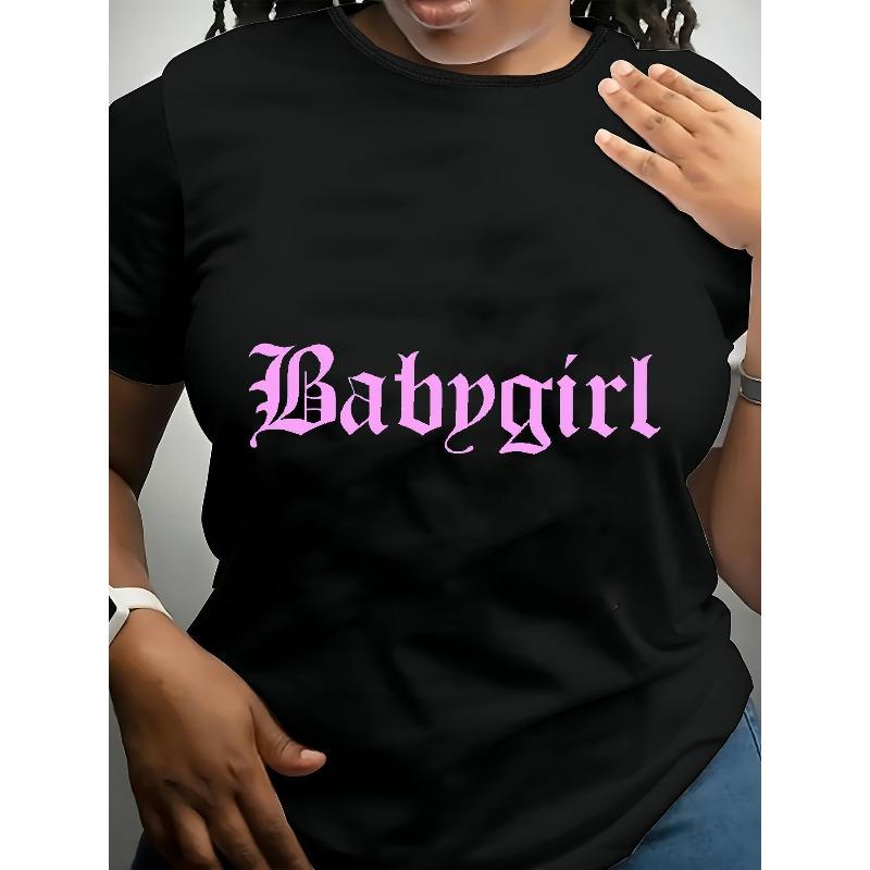 

Women s Babygirl Graphic T-Shirt Black Round Neck Short Sleeve Casual All Season Tee S чёрный
