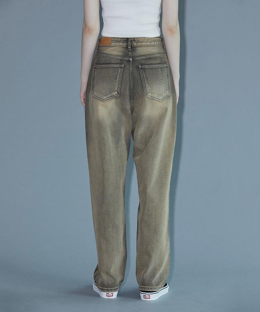PINBLACK Vintage Washed Denim Pants Beige