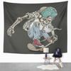 Skateboarding Skeleton Tapestry, American Street Graffiti Wall Art for Bedroom Decor