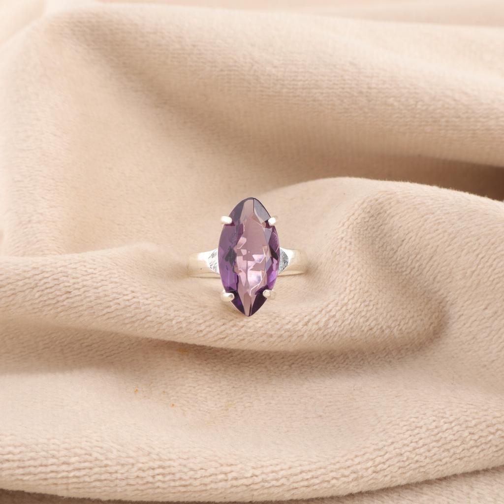 Natural Amethyst Gemstone 925 Sterling Silver Jewelry Handmade Ring For Sister RR-65-10