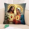 Christian Virgin Mary Cross Pillow Case Plush Fabric Soft Pillowcase Double Sided Print Cushion Cover Household Gifts