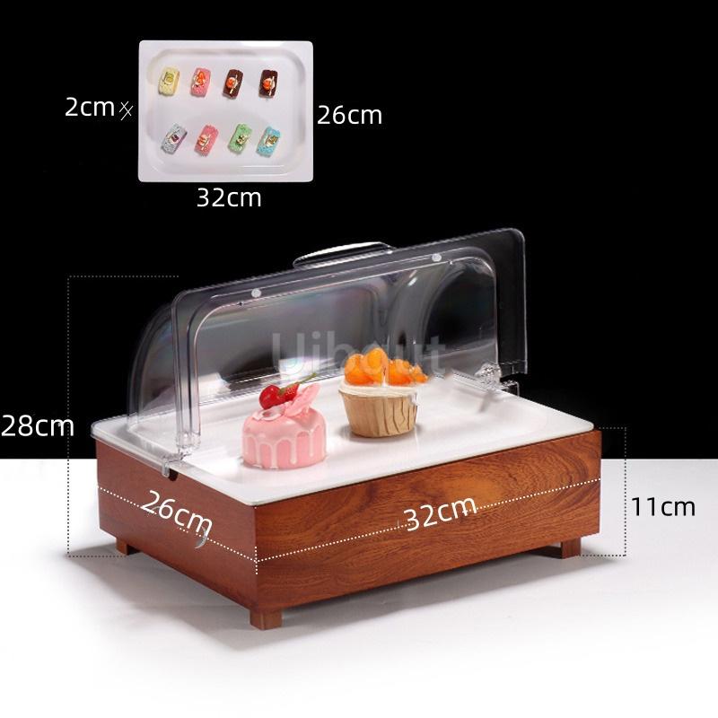 

Buffet food pasta display MELAMINE GN pan with wooden rack 2 grids fruit sushi cake basin tasting dish food exhibition show tray