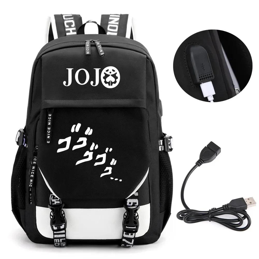 Anime JOJO Jonathan Joestar Golden Experience Backpack School Bookbag with USB Port Laptop Compartment for Boys Girls Travel Bag