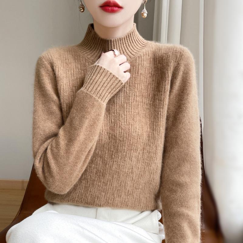 Women's Cashmere Sweater Qinghe Cashmere 30% Cashmere 70% Wool Autumn and Winter Cashmere Thick Pullover Soft and Warm