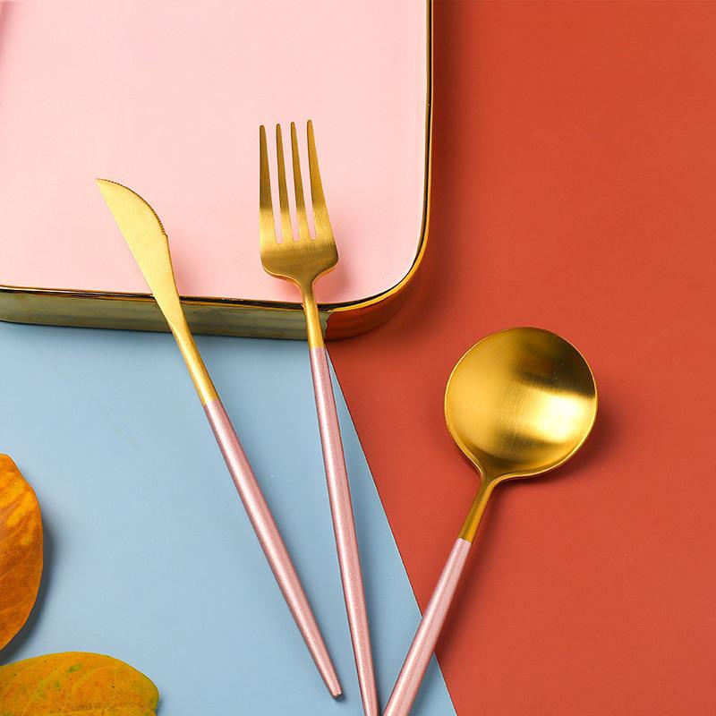 

3pcs Dinnerware Set 304 Stainless Steel Tableware Knife Fork Spoon Cutlery Set Children s Cutlery Rice Fork Kitchen Flatware Set