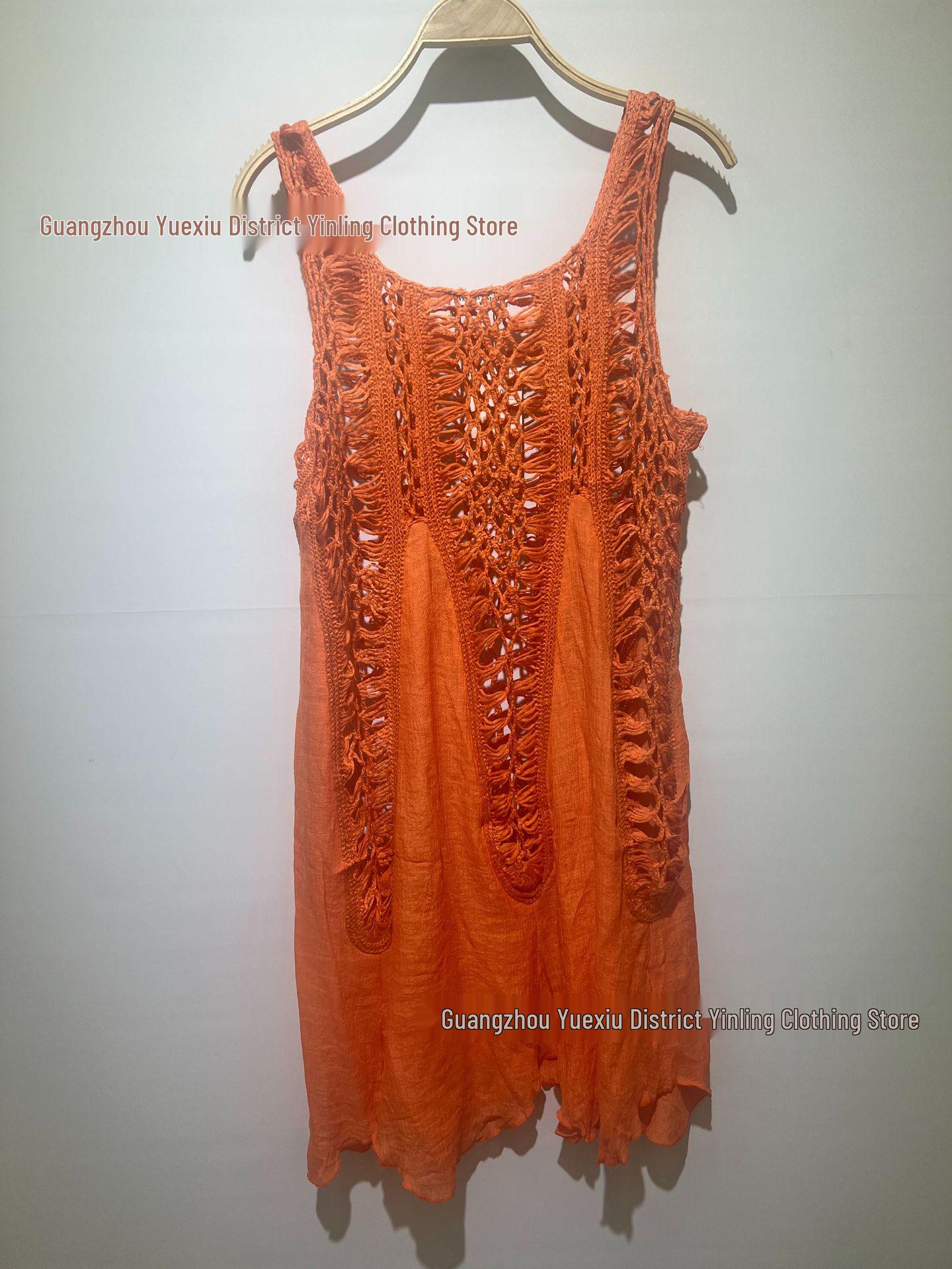 

Европейский и американский купальник в богемном стиле из бамбуковой ткани ручной работы для пляжа с защитой от солнца, стиль 0439 One Size оранжевый/красный