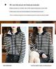 Women's 100% Pure Wool Hooded Knitwear, Loose Fit with Drawstring Stripes, Autumn/Winter Color Block Cashmere Hoodie