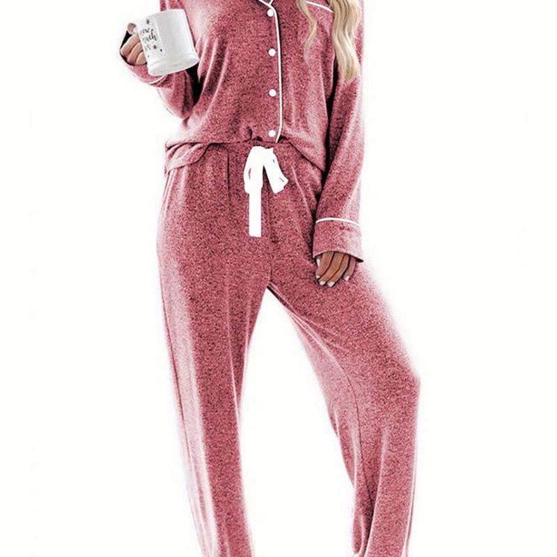 Women's Long-Sleeve Pajama Shirt - Casual Button-Down