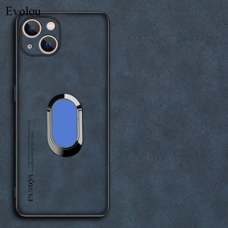 Magnetic Ring Stand Holder Case For Honor 400 Pro Soft Silicon Sheepskin Leather Lens Protection Cover For Honor 400 Lite 5G