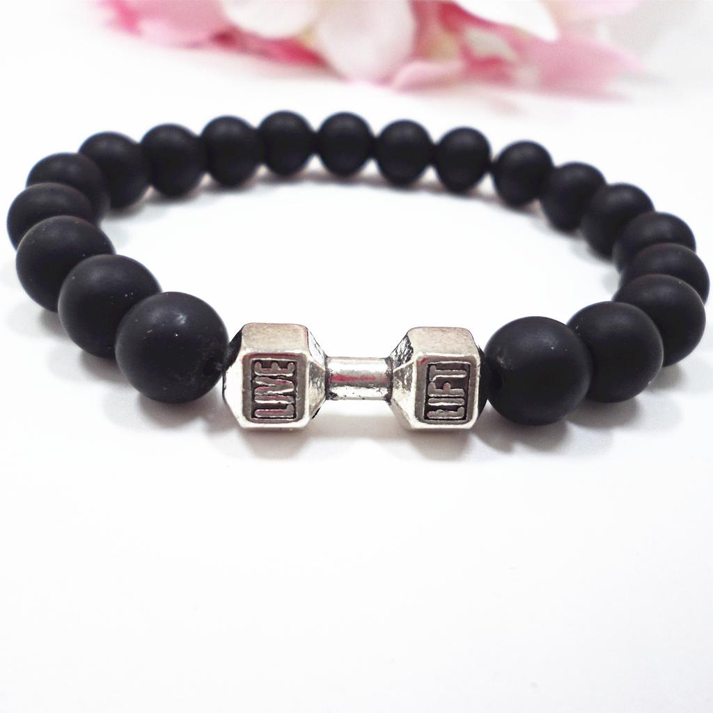 S460 Hot-selling Jewelry, Volcanic Stone Bracelet, Lava Bracelet, Metal Dumbbell Accessories, Yiwu Small Commodities