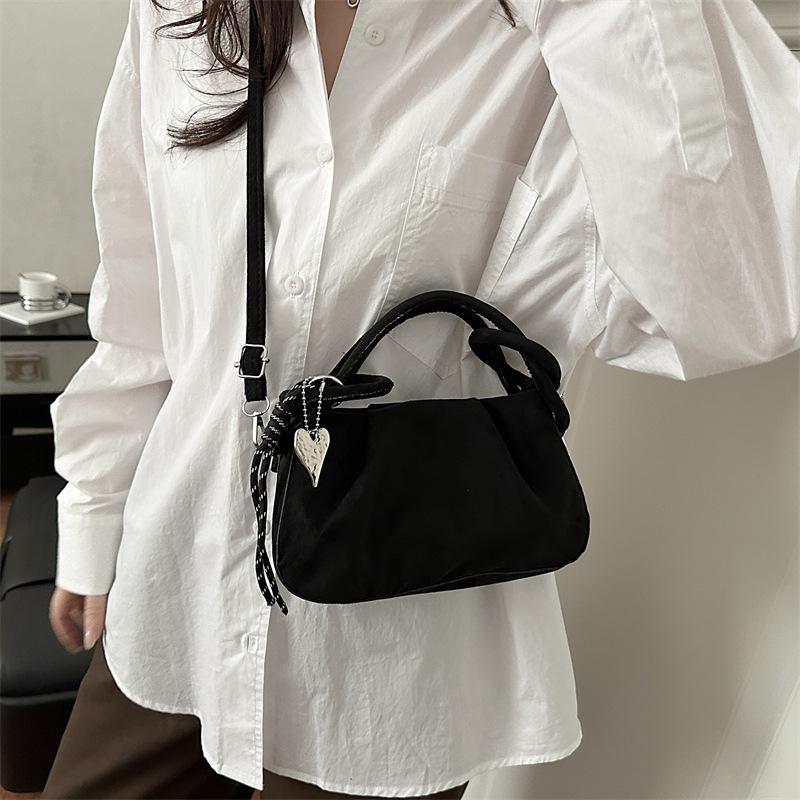 Vintage Solid Color Suede Shoulder Bags for Women Versatile Ladies Crossbody Bag Lightweight Portable Female Handbags Small Tote
