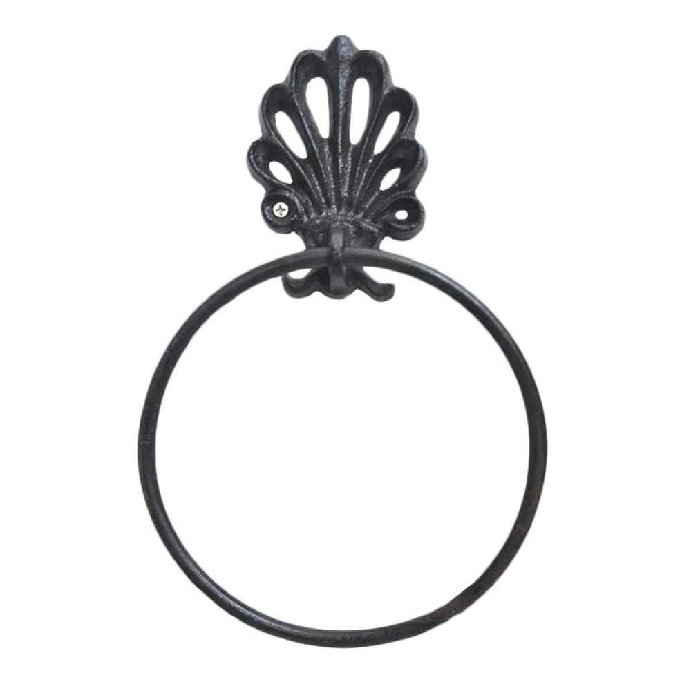 

Cast Iron Towel Ring Retro Style Paper Holder Decorative Bathroom Hanger Hotel Bathroom чорний