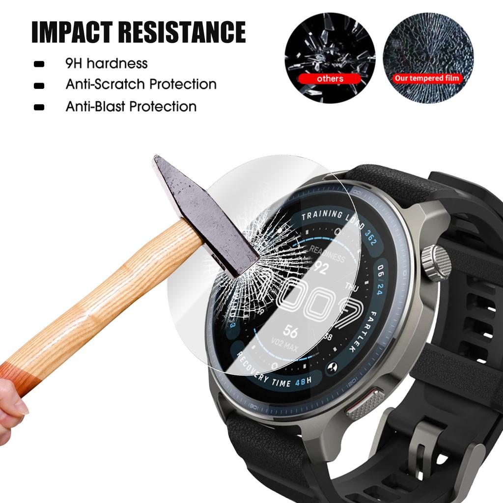 Tempered Glass for Amazfit Balance 2 9H Hardness Explosion-proof Anti Shatter Screen Protectors with Easy Installation Kit