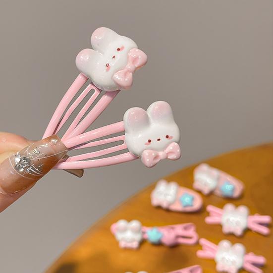 5 Stück Mädchen Haarspange Cartoon Hase Stern Dekor Haarspange Keine Kopfhaut Seitenpony Haarspange Kindliche Haaraccessoires