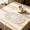 Decorative Table Covers for Weddings White Lace Doily, Elegant Retro Placemat, Embroidered Vintage Floral Doilies Tea Trays Mat, Rectangular