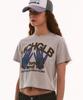 MATCHGLOBE Hands Flared Light Crop Top (Beige)