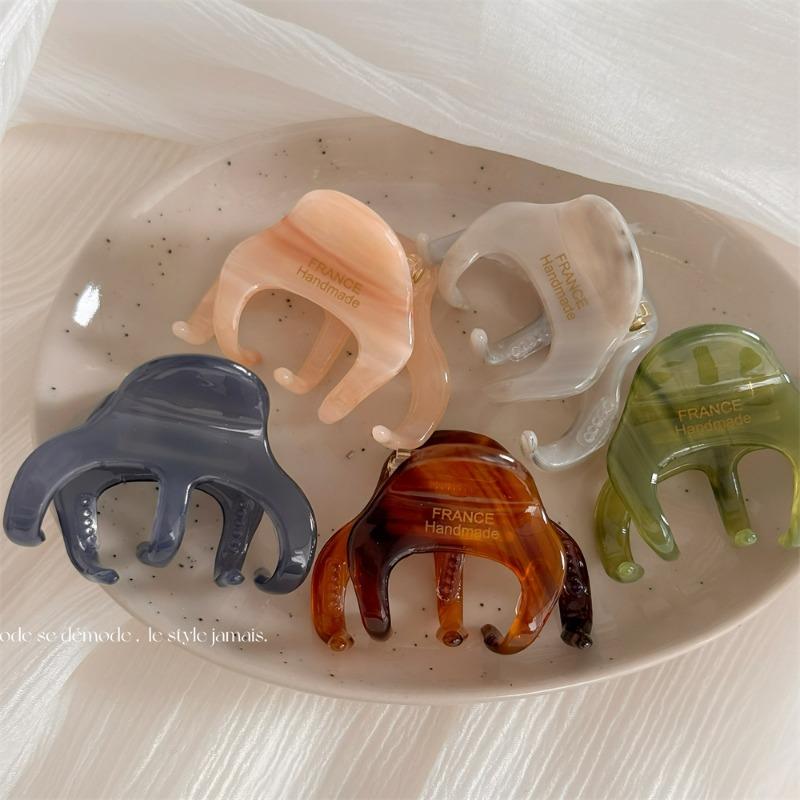 Korean Simple Small Size Octopus Grip Acetate Shark Clip Half-Scratch High-Grade Ponytail Hair Claw Hair Accessories
