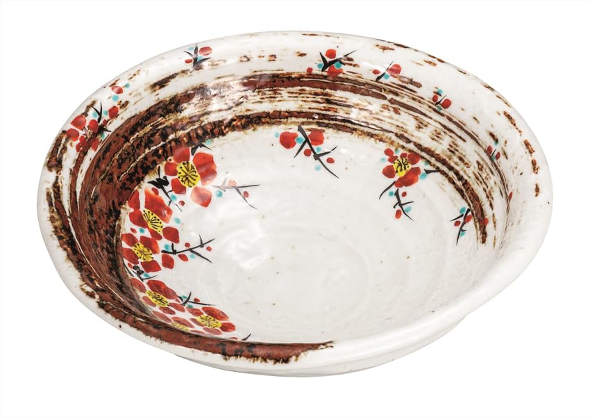 Kutani Ware Iwataya 6.5 Inch Bowl with Plum Blossoms, K9-272