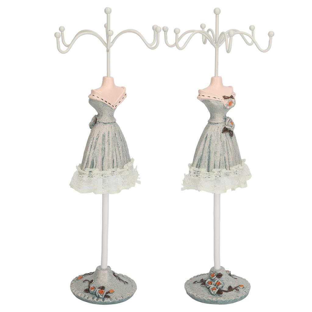 Earrings Necklace Princess Dress Stand Display Iron Mannequin Princess Jewelry Rack Pine Green 1