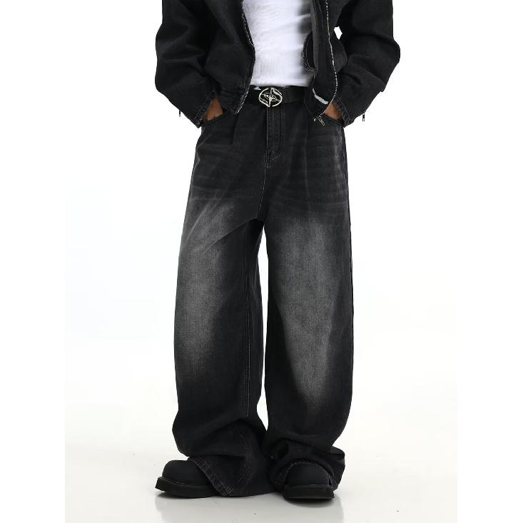 Retro Jeans Men'S Autumn New Style Explosive Street Hooligan Handsome Casual Pants For Teenagers Loose Straight Leg Wide Leg Men'S Pants