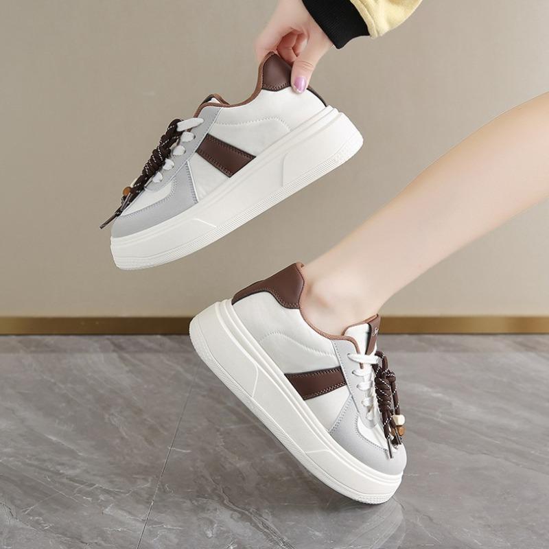 Fashion Autumn Brand Shoes for Women 2025 Fashion Chunky Comfortable Leather Casual Shoes Student Small White Shoes Board Shoe Sneakers