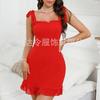 High-end Quality European and American New Sexy Suspender Solid Color Nightdress Temptation Waist Repair Private Room Mood Dress