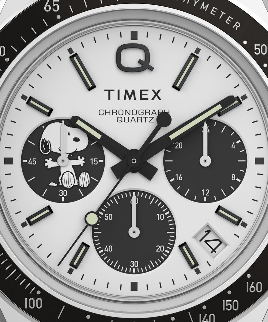 Taimaegseu X Peanuts Q Timex Chronograph Leather Watch 40Mm