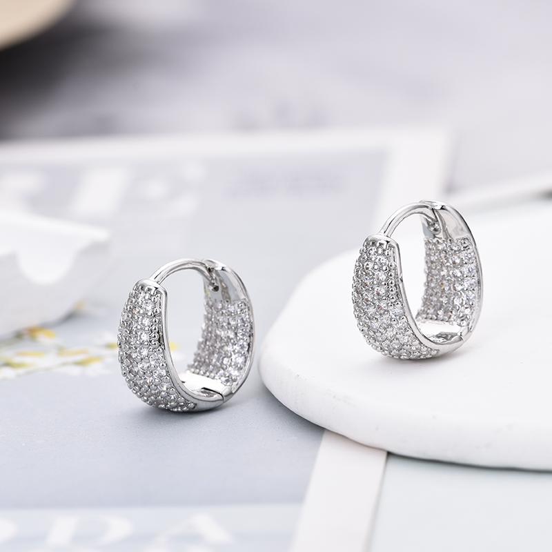 Fashion Zirconia U Shape Huggie Hoop Earrings For Women Geometric Ear Buckle Bridal Wedding Engagement Earrings Daily Jewelry