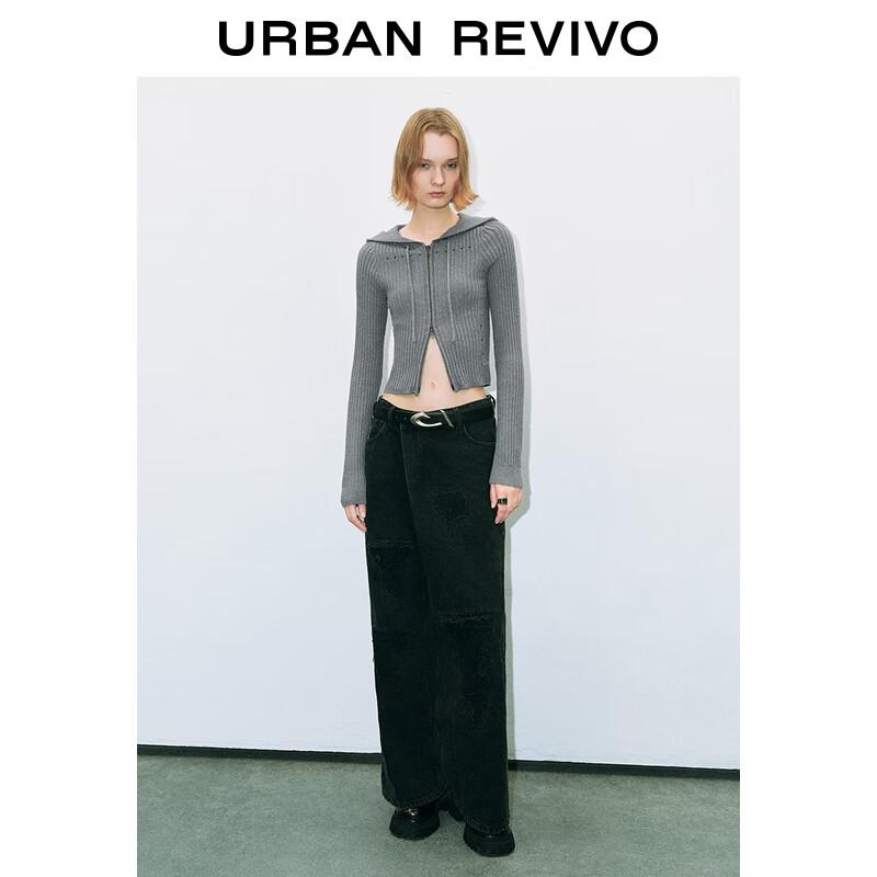 

UR2025 Женский модный ажурный вязаный кардиган с капюшоном L