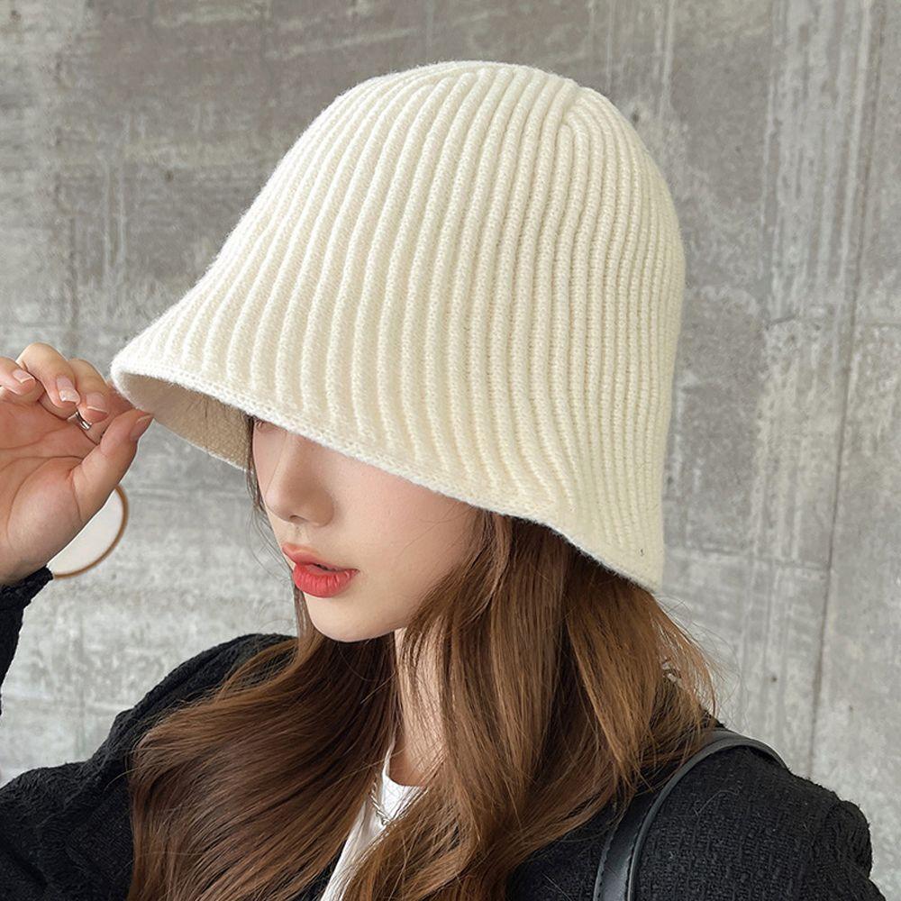 

Windproof Fashion Solid Color Ear Protection Bucket Hat Knitted Hat Women Hat Korean Style Beanies khaki