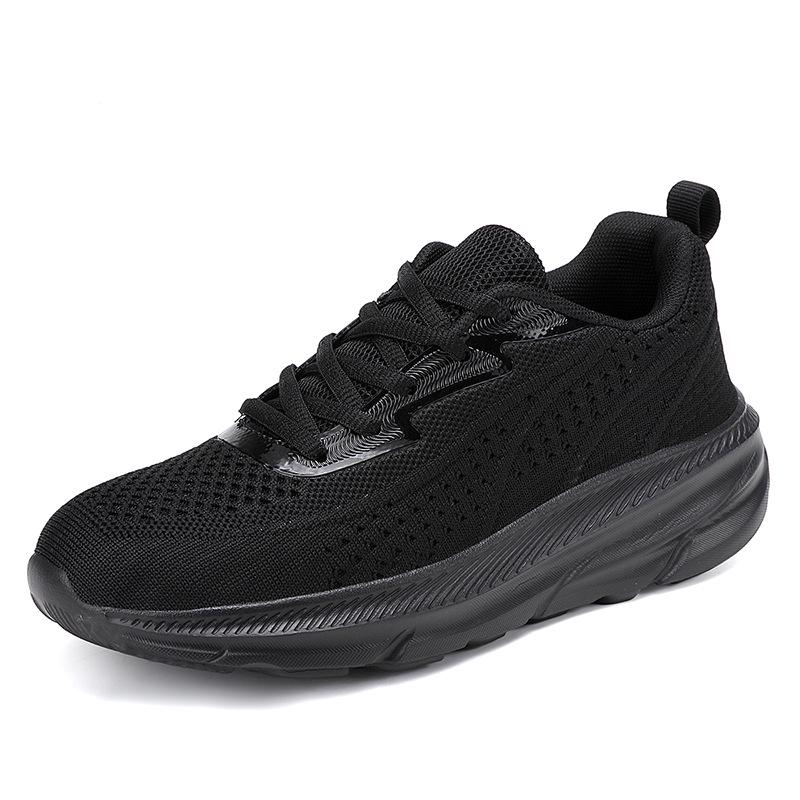 Women's Autumn Flyknit Thick Sole Casual Running Shoes - Breathable Mesh, Large Size, Comfortable Sport Sneakers for Mom