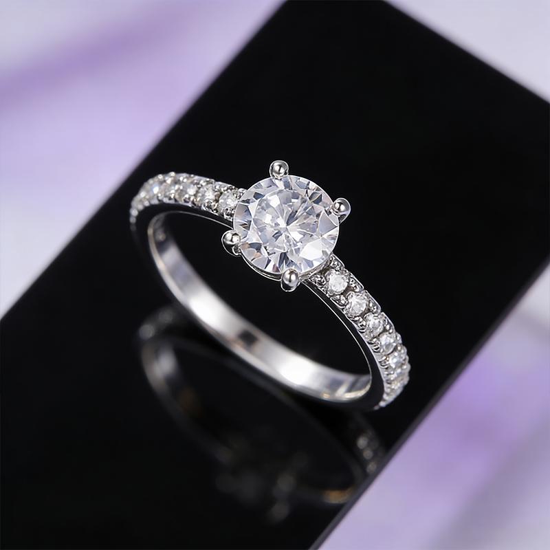 European and American simple and fashionable women s zircon ring temperament versatile and high-end engagement and wedding ring 6 серебряный