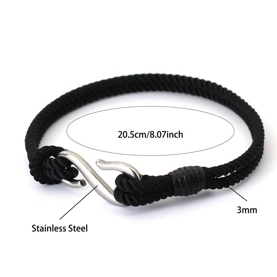 S Shape Fish Hook Double Layer Bracelet Men Women Handmade Milanese Rope Stainless Steel Hand Rope Beach Jewelry Accessories