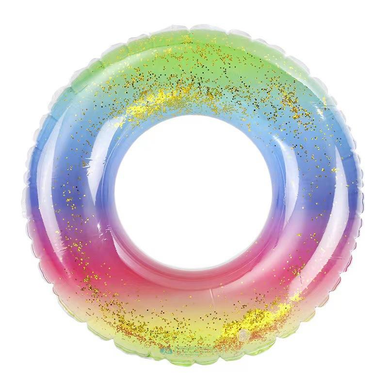 Year Sequined Love Plaid Swimming Ring Thickened With Handle Adult Children S Underarm Inflatable Swimming Ring Explosion (,60# (125g) suitable for children 2-4 years old)