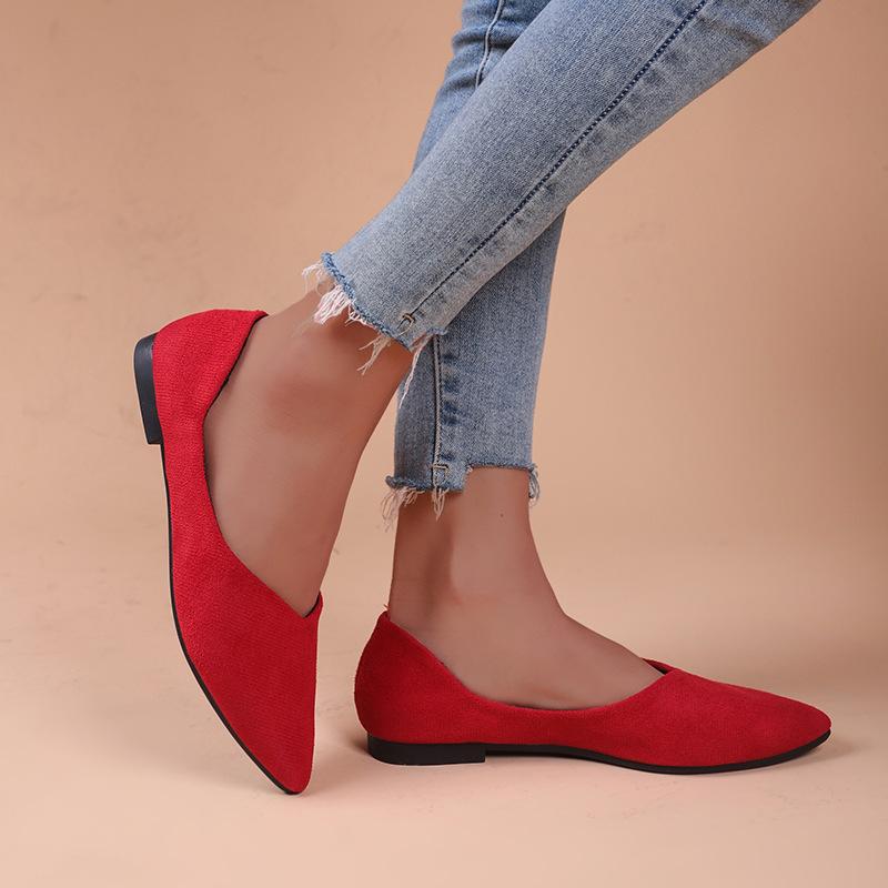 Large size pointed head shallow mouth single shoes spring and summer new casual flat bottom soft sole single shoes