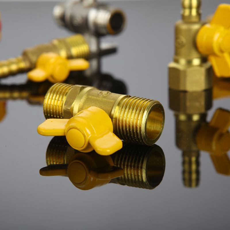 All-Copper Thickened Double Male Thread Gas Ball Valve, 4-Point Natural Gas Valve Switch