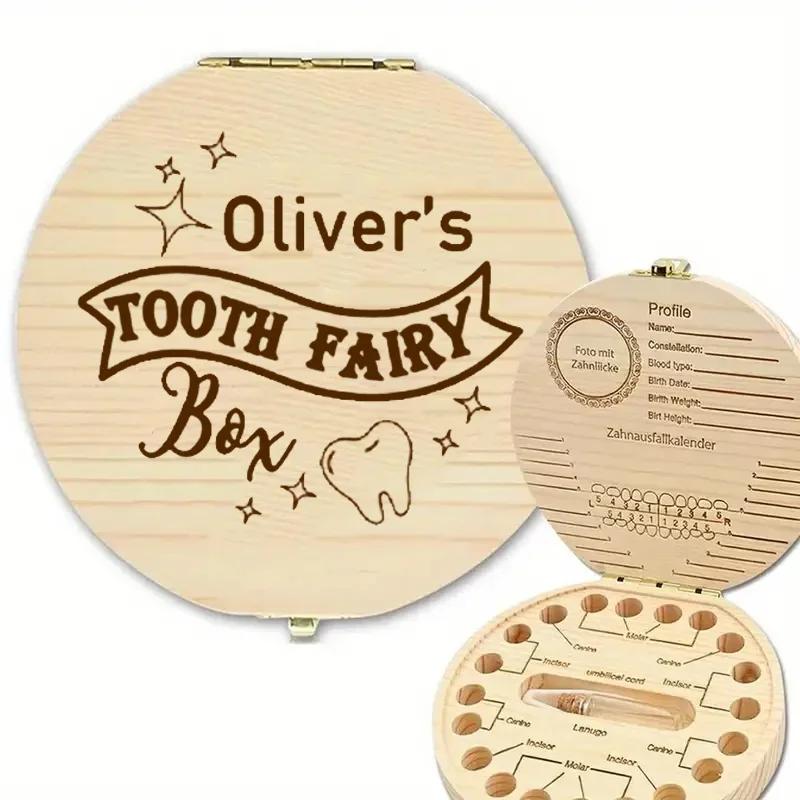 1PCS Free Customization Wooden Tooth Storage Box Baby Tooth Wood Storage Box Organizer Teeth Kids Christening Case Birthday Gift