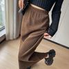 Kaffee-Cordripp-Midi-Rock mit Schlitz - High-Waist Schlankmacher (Koreanischer Stil, Herbst/Winter)