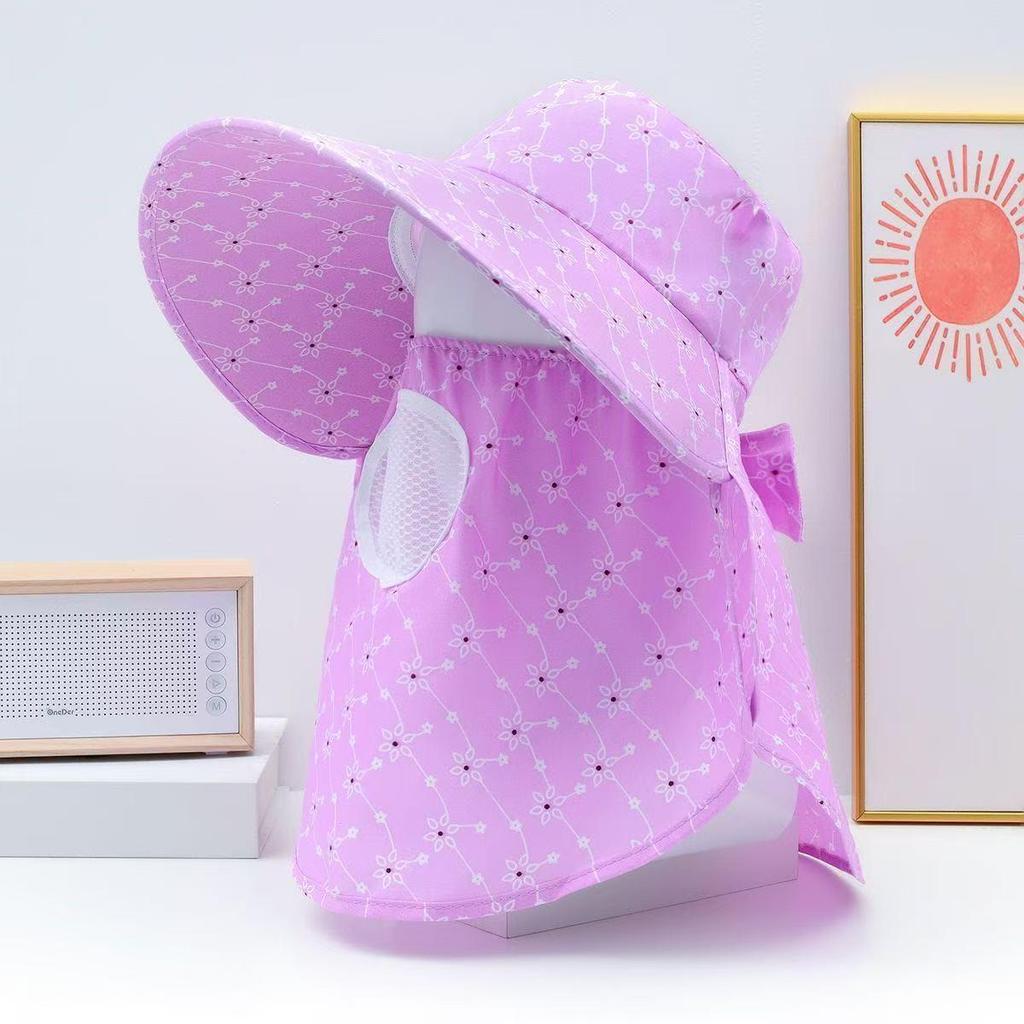 Women's Sun Protection Wide Brim Hat with Face Mask - UV Protection for Summer Activities