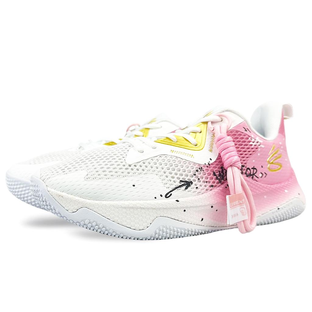 Under Armour Curry Splash 3 Slip Resistant Abrasion Resistant Low top Basketball Shoes Men's White Pink 3026275-101(Team40-)