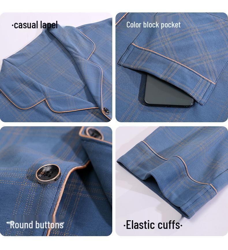 Set de pijama cu mânecă lungă pentru bărbați, de primăvară/toamnă: Cardigan & Pantaloni, Mărimi Mari Largi, Haine Casual pentru Acasă sau Exterior