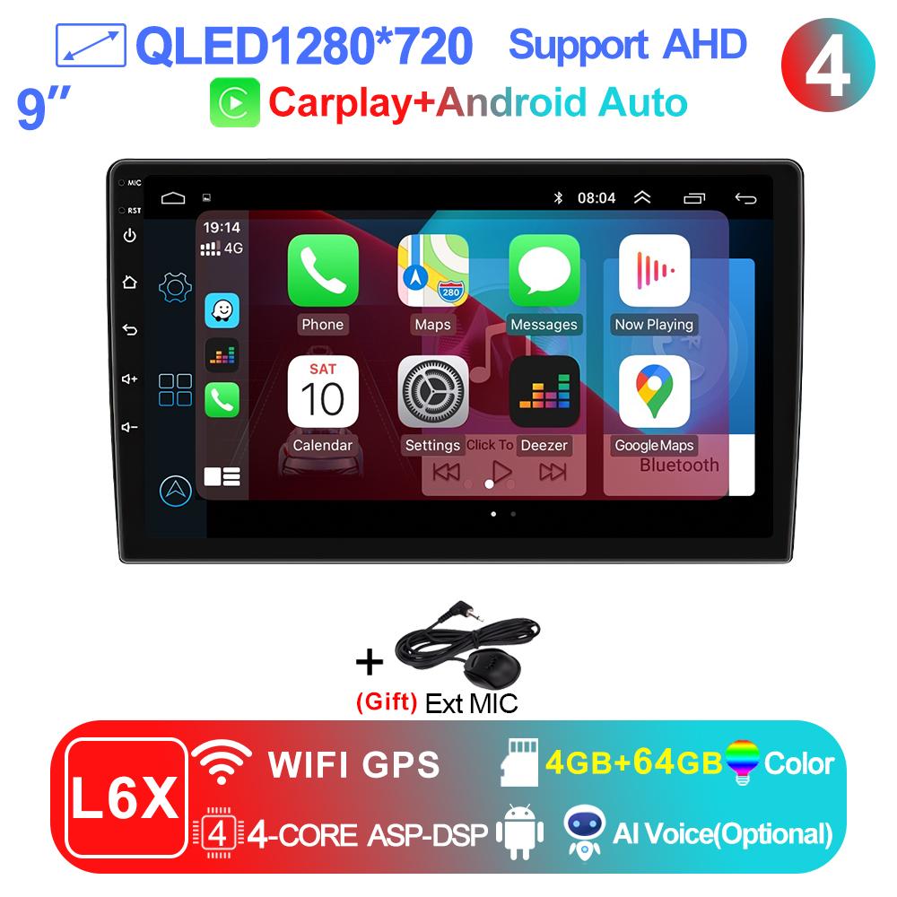 LEHX Universal 9/10 inch Wireless Carplay 2din Android 15 Car Radio Multimedia Video Player AutoRadio GPS Navigation 4G WiFi 9-L6X(4-64G)