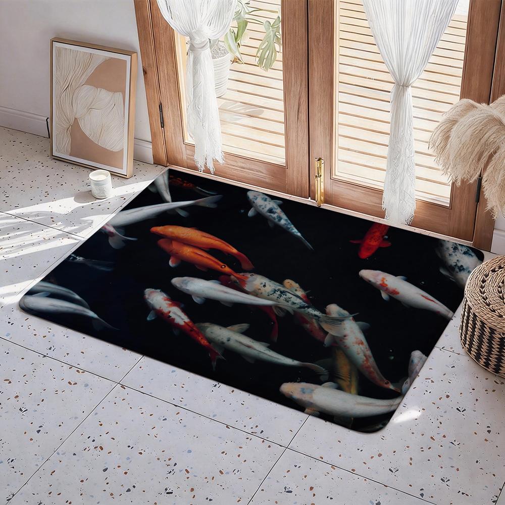 Animal A Koi Floor Mat Eco  Flannel Doormat Non Slip Odorless Indoor Floor Rug Soft Short Plush Home Mat