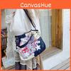 Canvas Handbag Splicing With Cute  Print And Bones Star Decorations