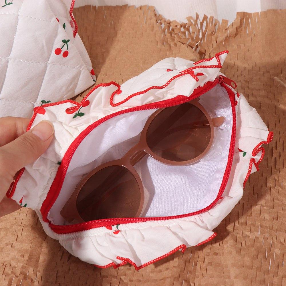 Large Capacity Cherry Cosmetic Bag Cherry Printed Wash Storage Bag Cherry Makeup Bag  Women Girl