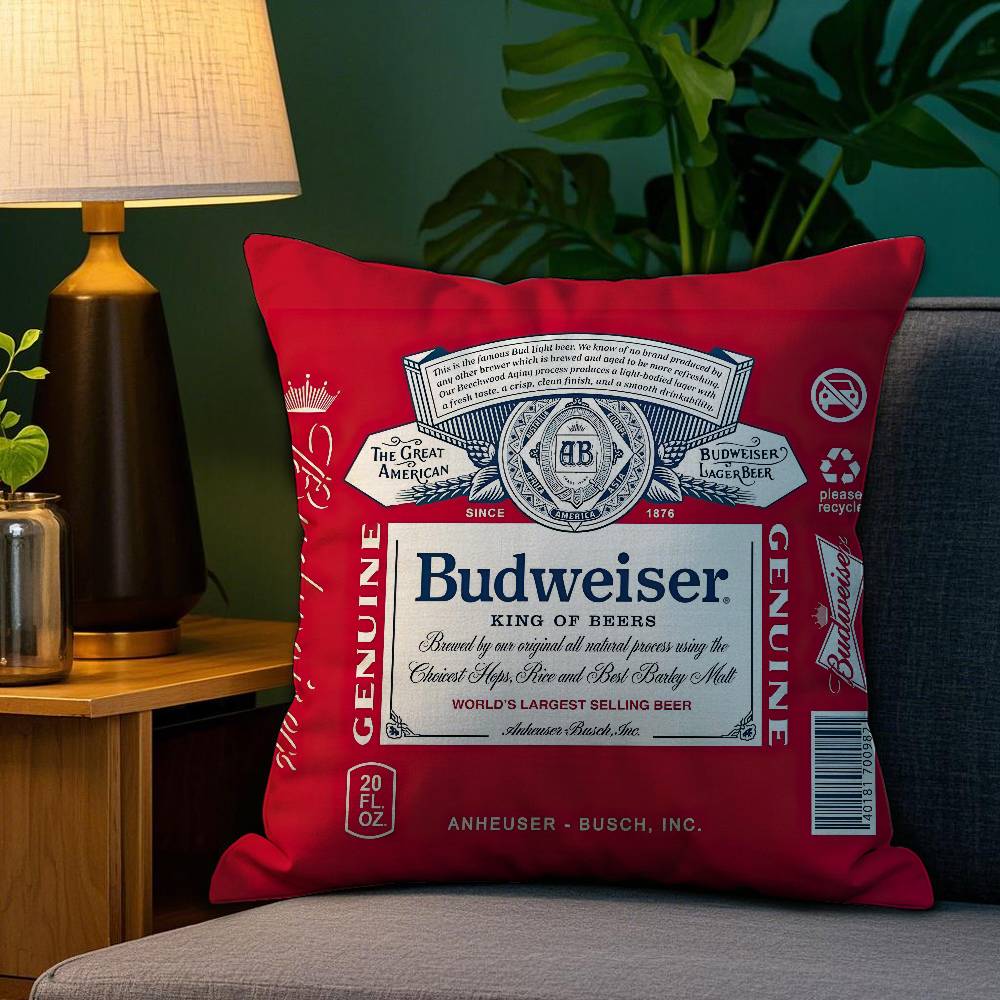 B-Budweiser B-Budvar Tschechischer Kissenbezug Sofa Wohnzimmer Schlafzimmer Beidseitiger Druck Quadratisches Kissen Nickerchenkissen Kissenbezug