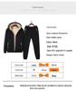 Men's Winter Fleece Lined Lambswool Coat and Pants Set - Outdoor Casual Sportswear, Plus Size Available