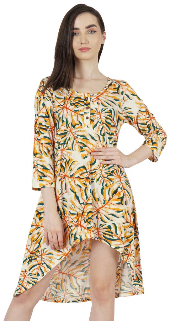 Inkmeso Rochii de bumbac cu gât rotund imprimat pentru femei, tiv asimetric, scurte